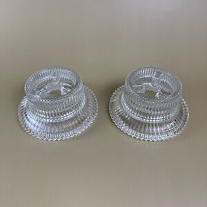 Vintage Ribbed Glass Candle Holders – Mid-Century Modern Votives (Set of 2)